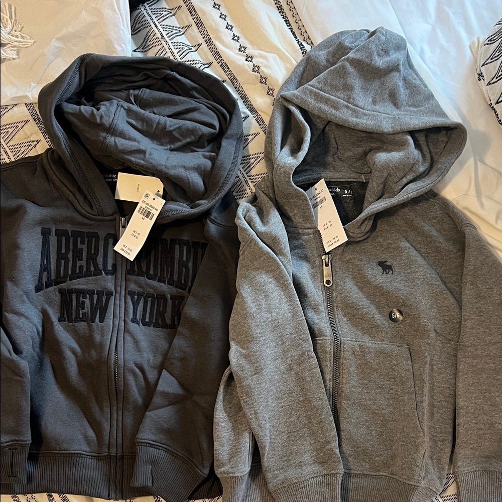 Abercrombie & Fitch Kids boys set of 2 Gray Hoody size 5/6 NWT